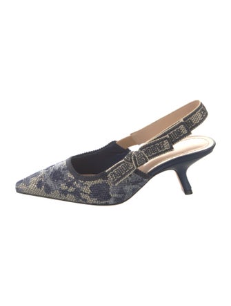 Christian Dior Canvas Printed Slingback Pumps