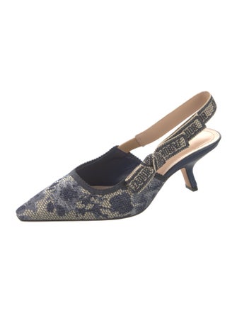 Christian Dior Canvas Printed Slingback Pumps