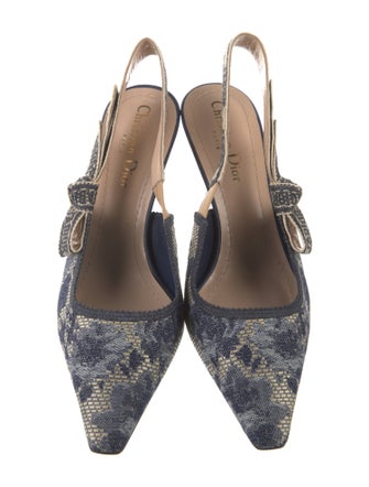 Christian Dior Canvas Printed Slingback Pumps