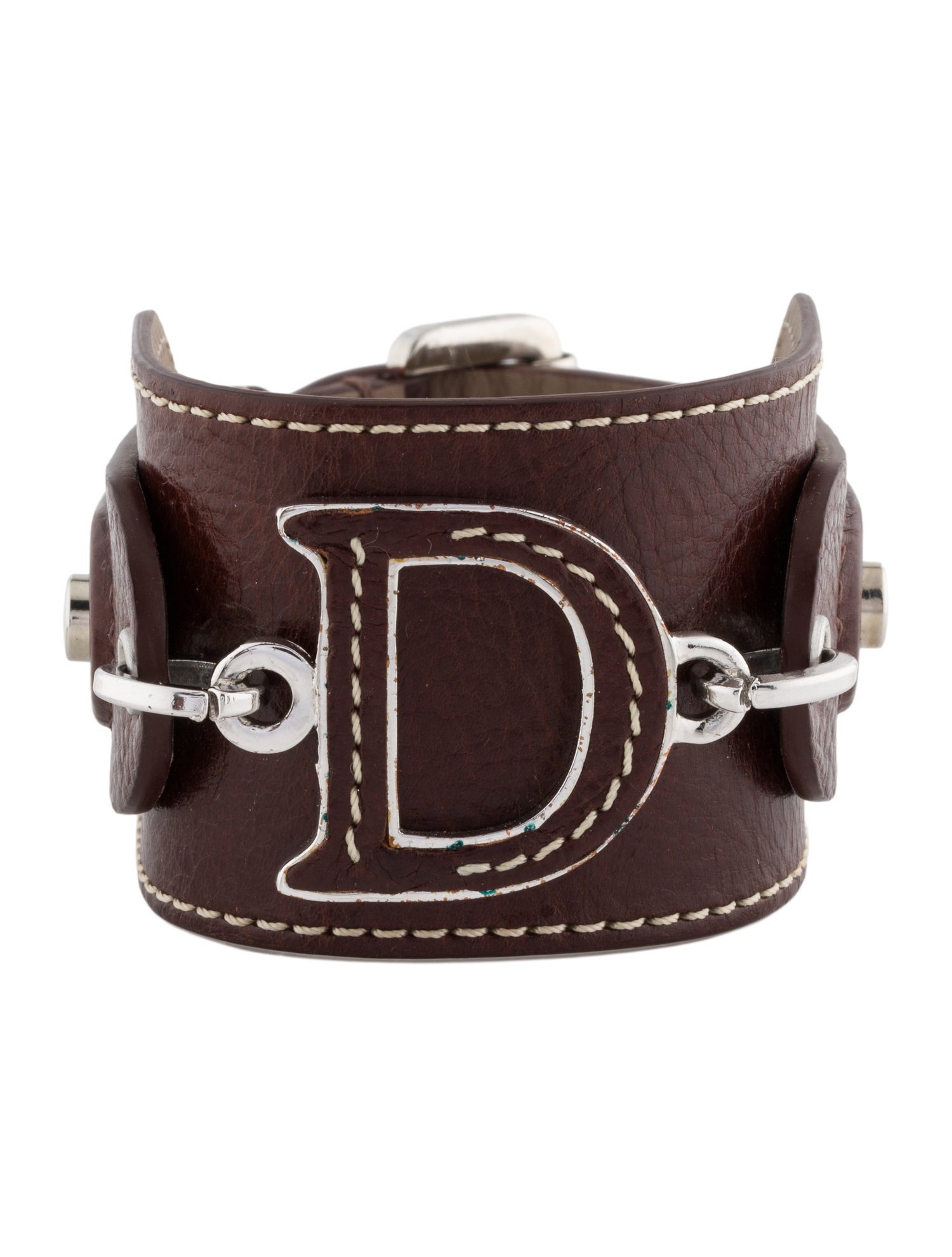 Christian Dior Leather 'D' Wrap Bracelet