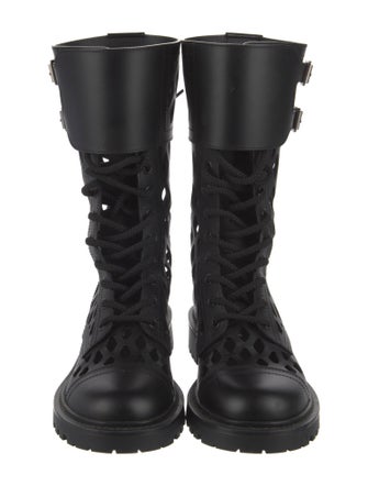 Christian Dior Leather Lasercut Accents Combat Boots
