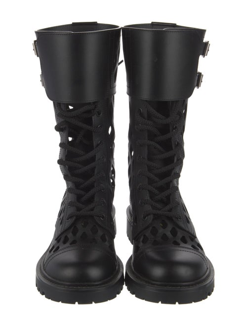 Christian Dior Leather Lasercut Accents Combat Boots