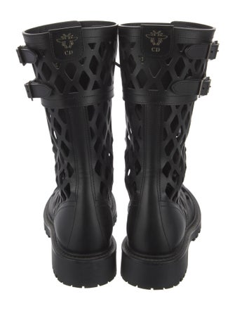 Christian Dior Leather Lasercut Accents Combat Boots