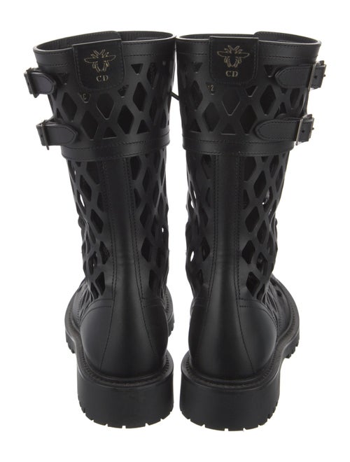 Christian Dior Leather Lasercut Accents Combat Boots