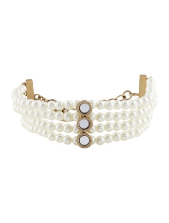 Christian Dior Faux Pearl & Mirror 'La Parisienne' Bracelet