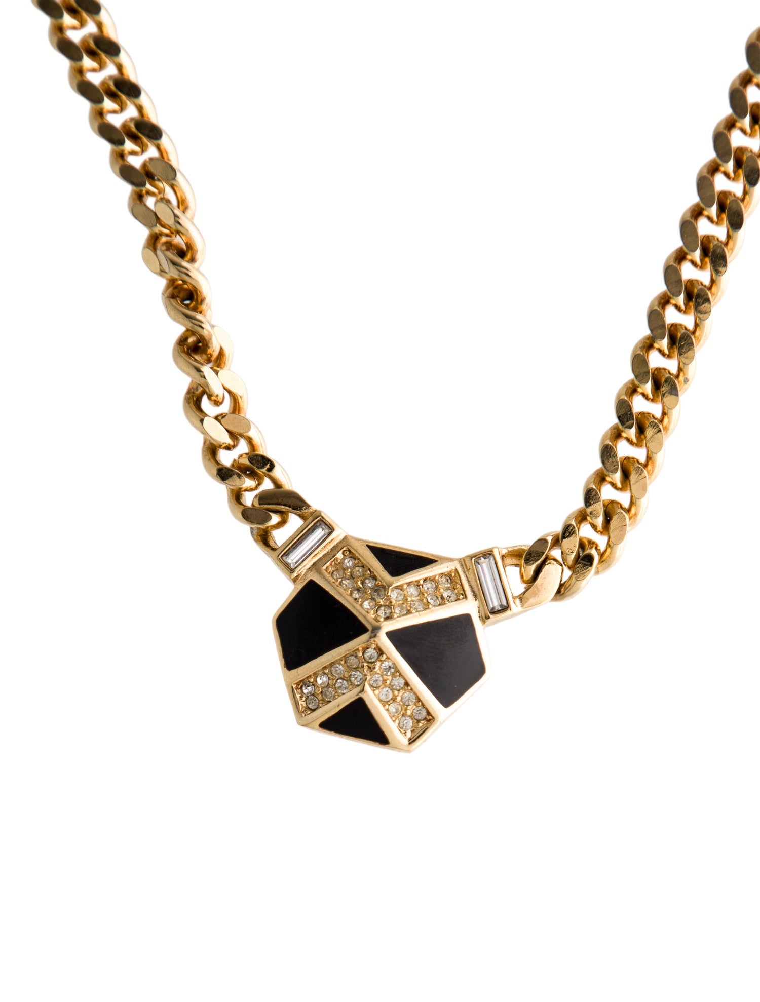 Christian Dior Vintage Enamel & Crystal Pendant Necklace