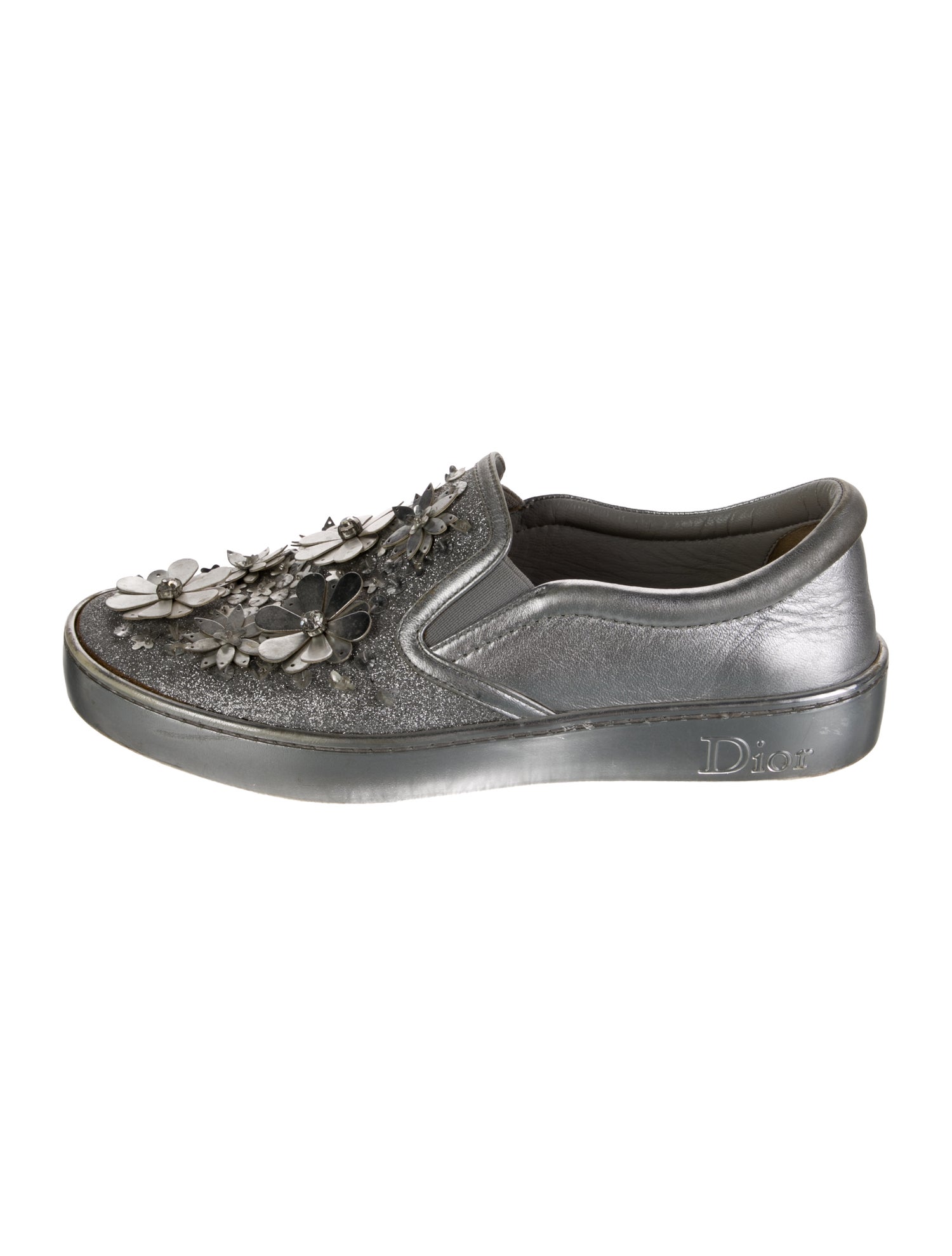 Christian Dior Leather Glitter Accents Flats