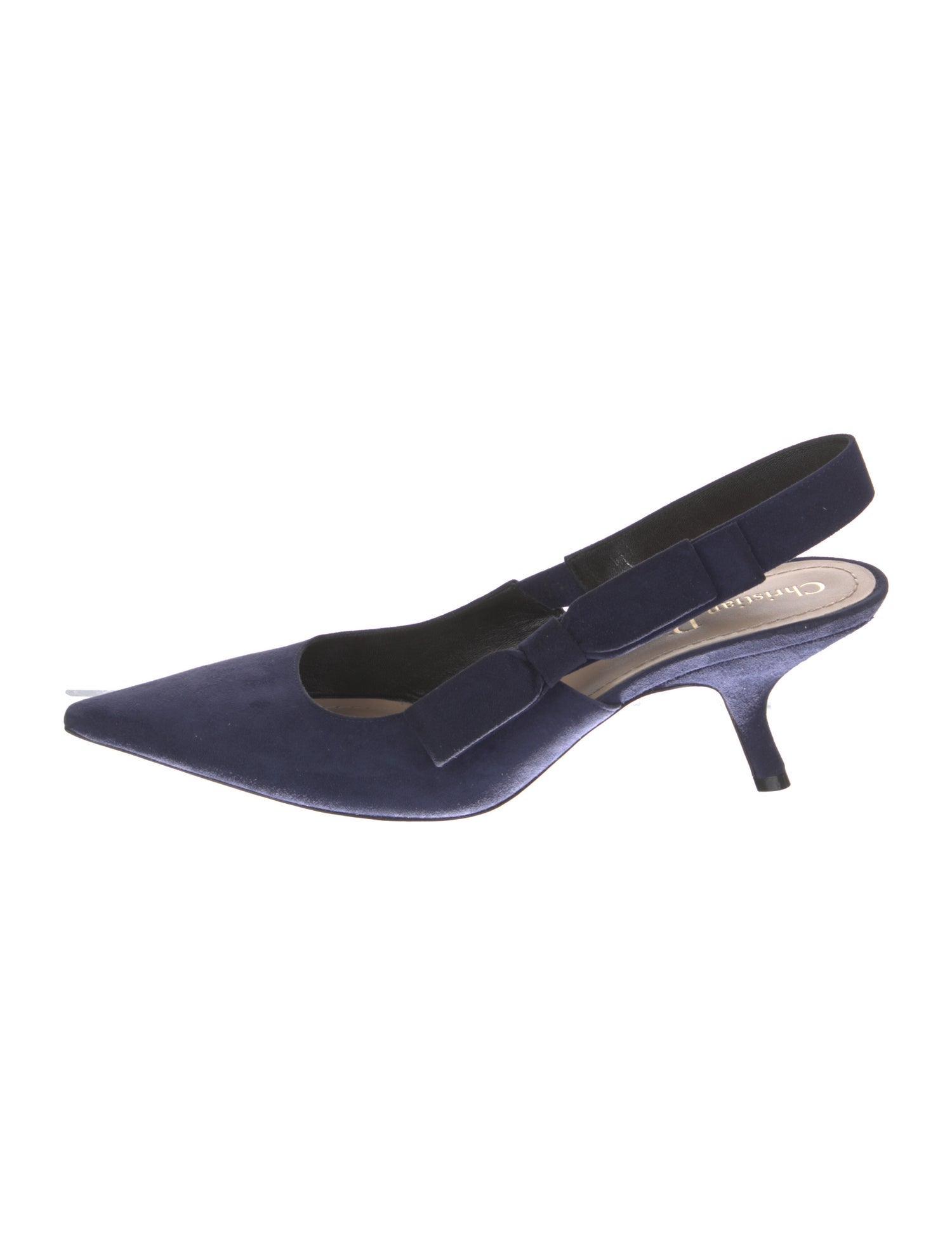 Christian Dior Suede Bow Accents Slingback Pumps
