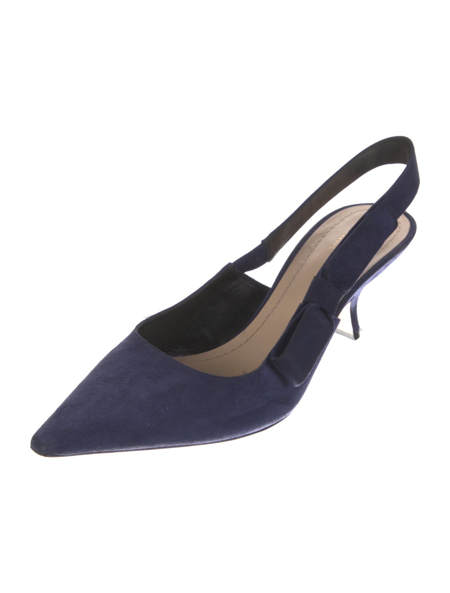 Christian Dior Suede Bow Accents Slingback Pumps