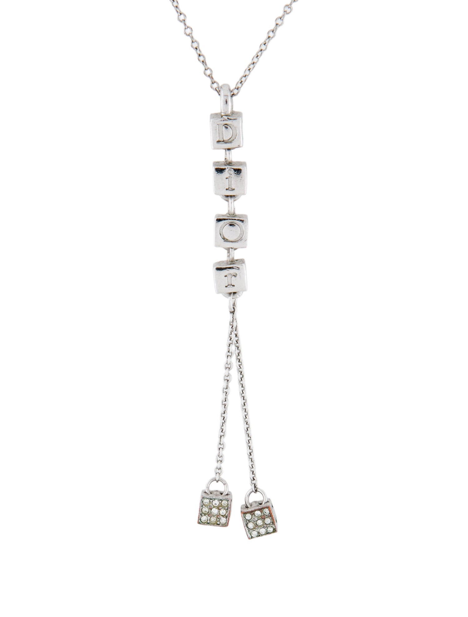 Christian Dior Crystal Cube Lavalier Necklace