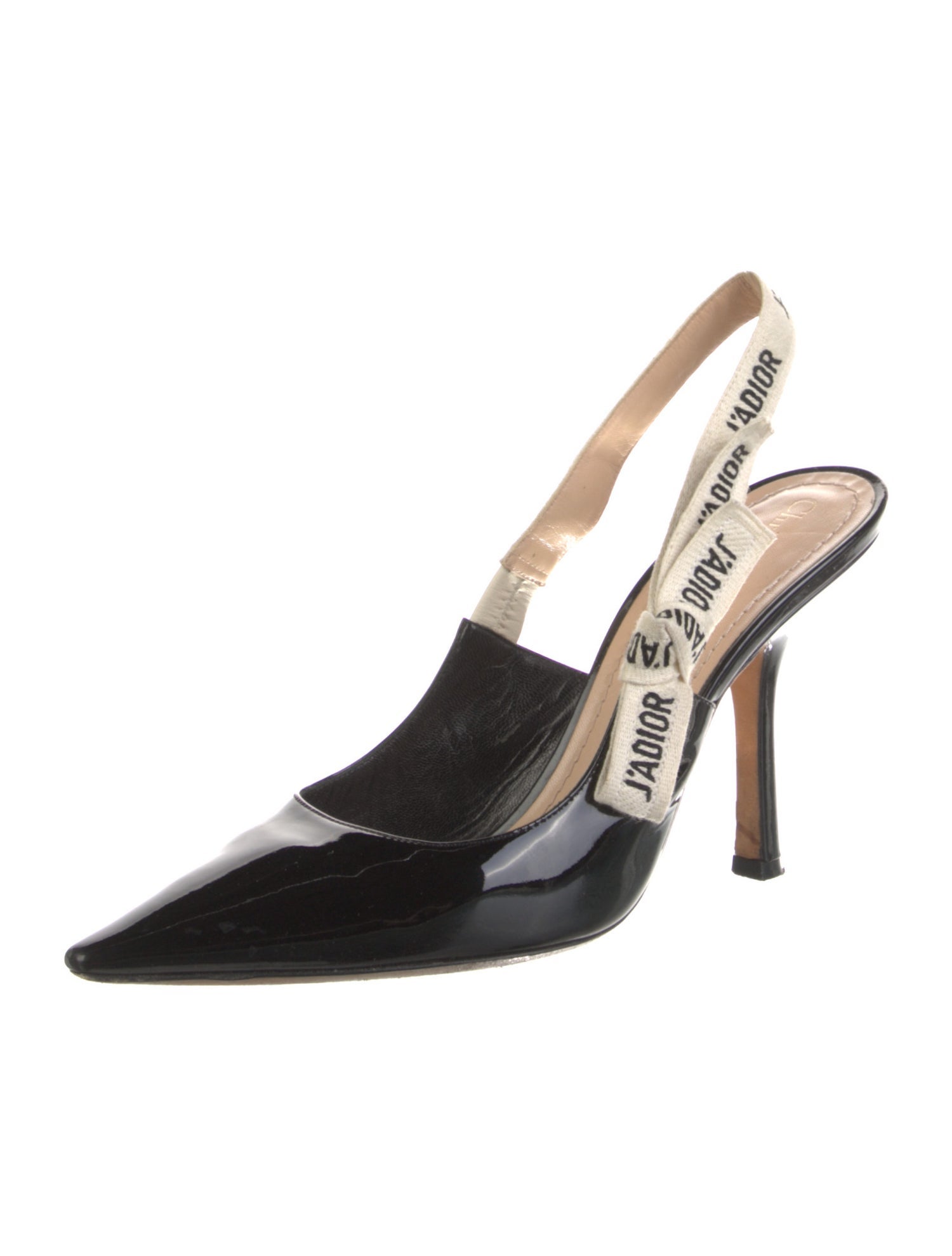 Christian Dior Patent Leather Bow Accents Slingback Pumps