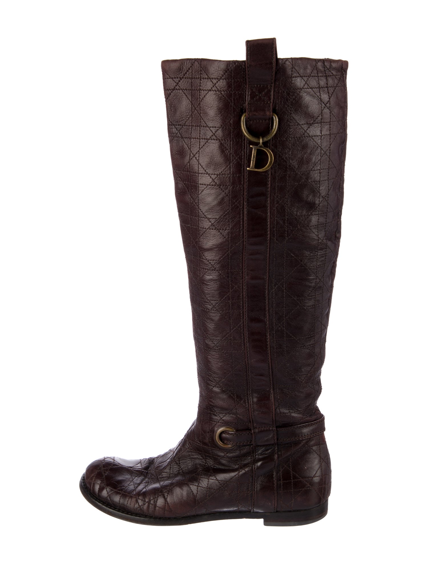 Christian Dior Cannage Pattern Leather Riding Boots