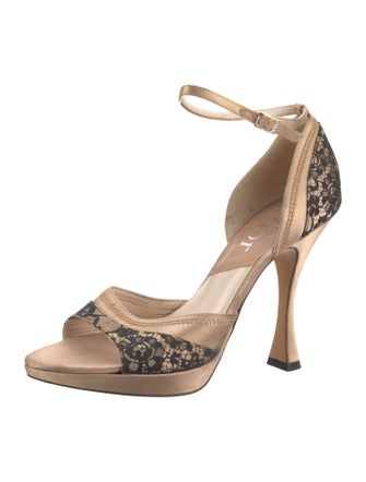 Christian Dior Satin Lace Pattern D'Orsay Pumps