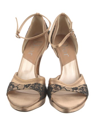 Christian Dior Satin Lace Pattern D'Orsay Pumps