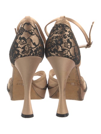 Christian Dior Satin Lace Pattern D'Orsay Pumps