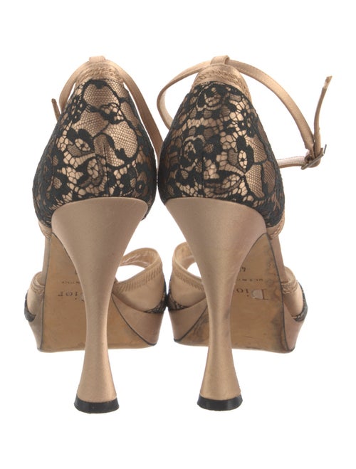 Christian Dior Satin Lace Pattern D'Orsay Pumps