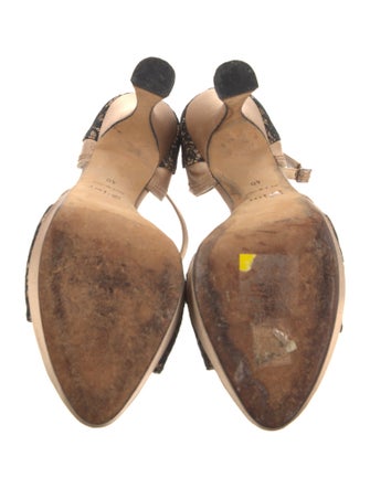 Christian Dior Satin Lace Pattern D'Orsay Pumps