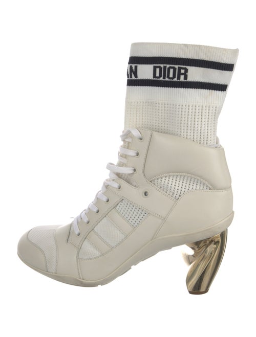 Christian Dior Leather Graphic Print Combat Boots