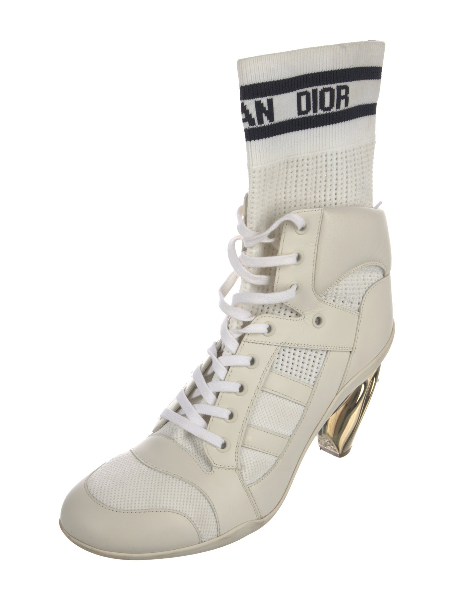 Christian Dior Leather Graphic Print Combat Boots