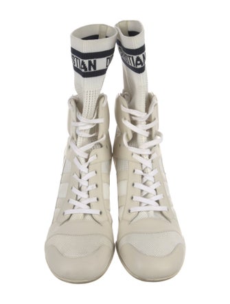 Christian Dior Leather Graphic Print Combat Boots