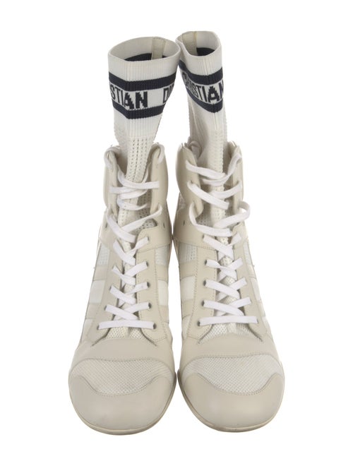 Christian Dior Leather Graphic Print Combat Boots