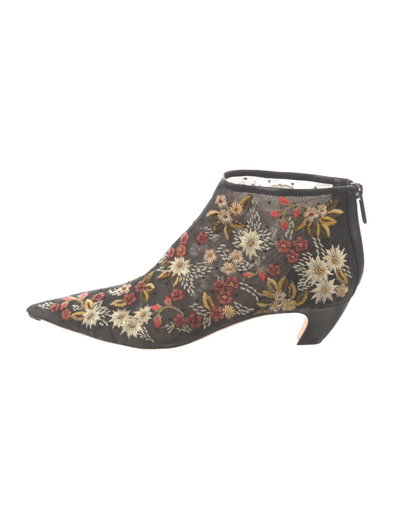 Christian Dior Mesh Floral Print Lace-Up Boots