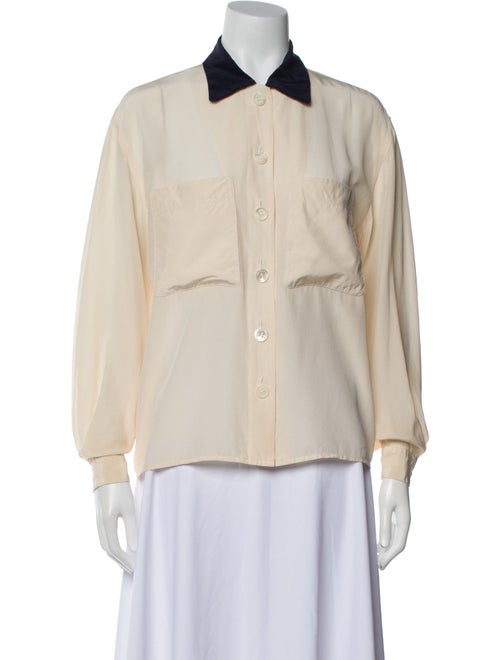 Christian Dior Silk Long Sleeve Button-Up Top
