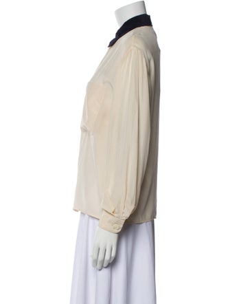 Christian Dior Silk Long Sleeve Button-Up Top