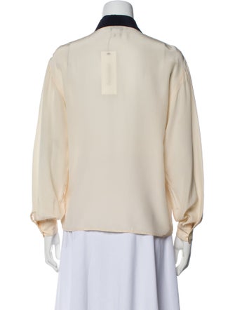 Christian Dior Silk Long Sleeve Button-Up Top