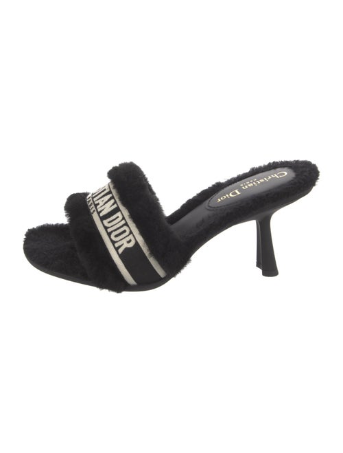 Christian Dior Shearling Graphic Print Slides