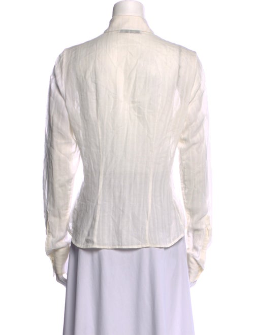 Christian Dior Striped Long Sleeve Button-Up Top