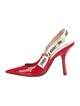 Christian Dior Patent Leather Graphic Print Slingback Pumps