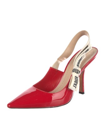 Christian Dior Patent Leather Graphic Print Slingback Pumps