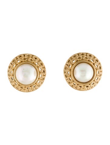 Christian Dior Clip-On Vintage Faux Pearl Earrings