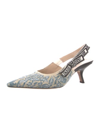 Christian Dior Canvas Printed Slingback Pumps