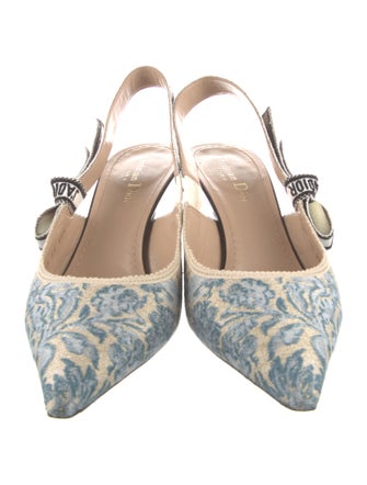 Christian Dior Canvas Printed Slingback Pumps