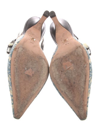 Christian Dior Canvas Printed Slingback Pumps