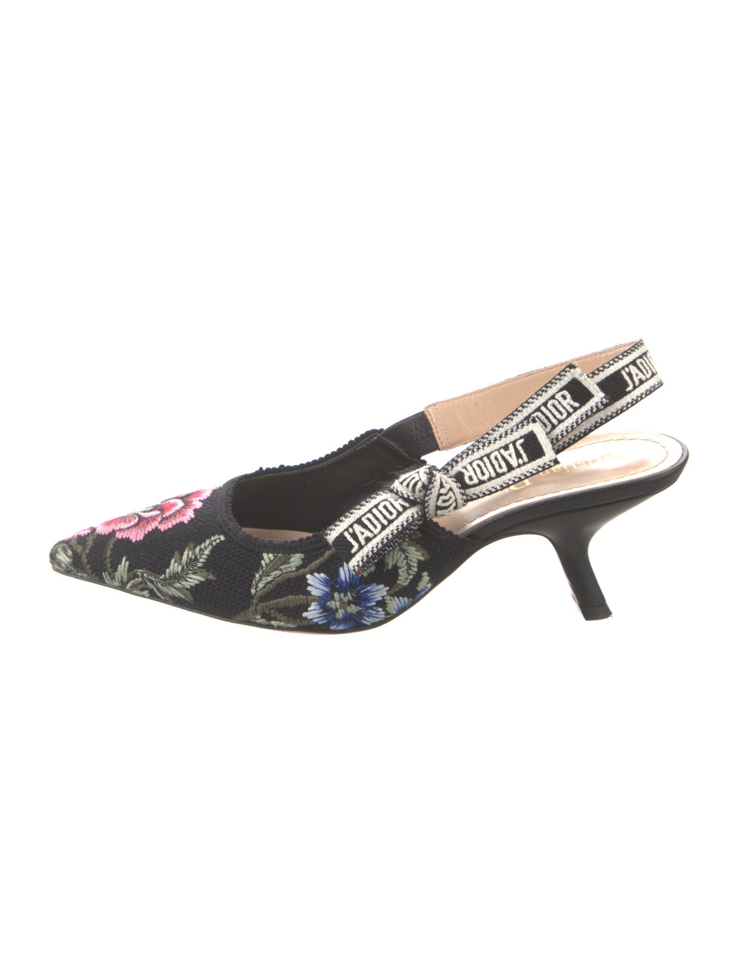 Christian Dior Floral Print Bow Accents Slingback Pumps