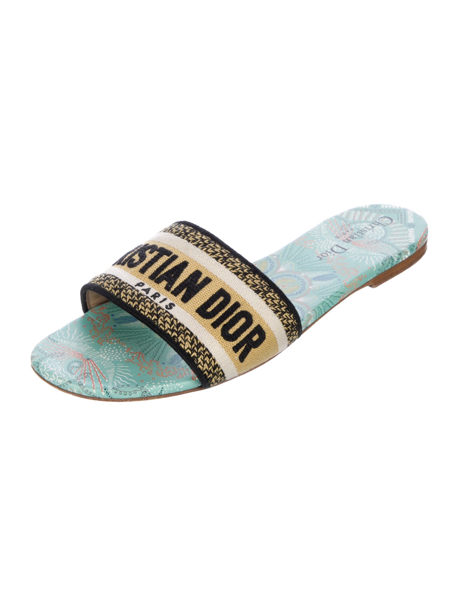 Christian Dior Canvas Printed Slides