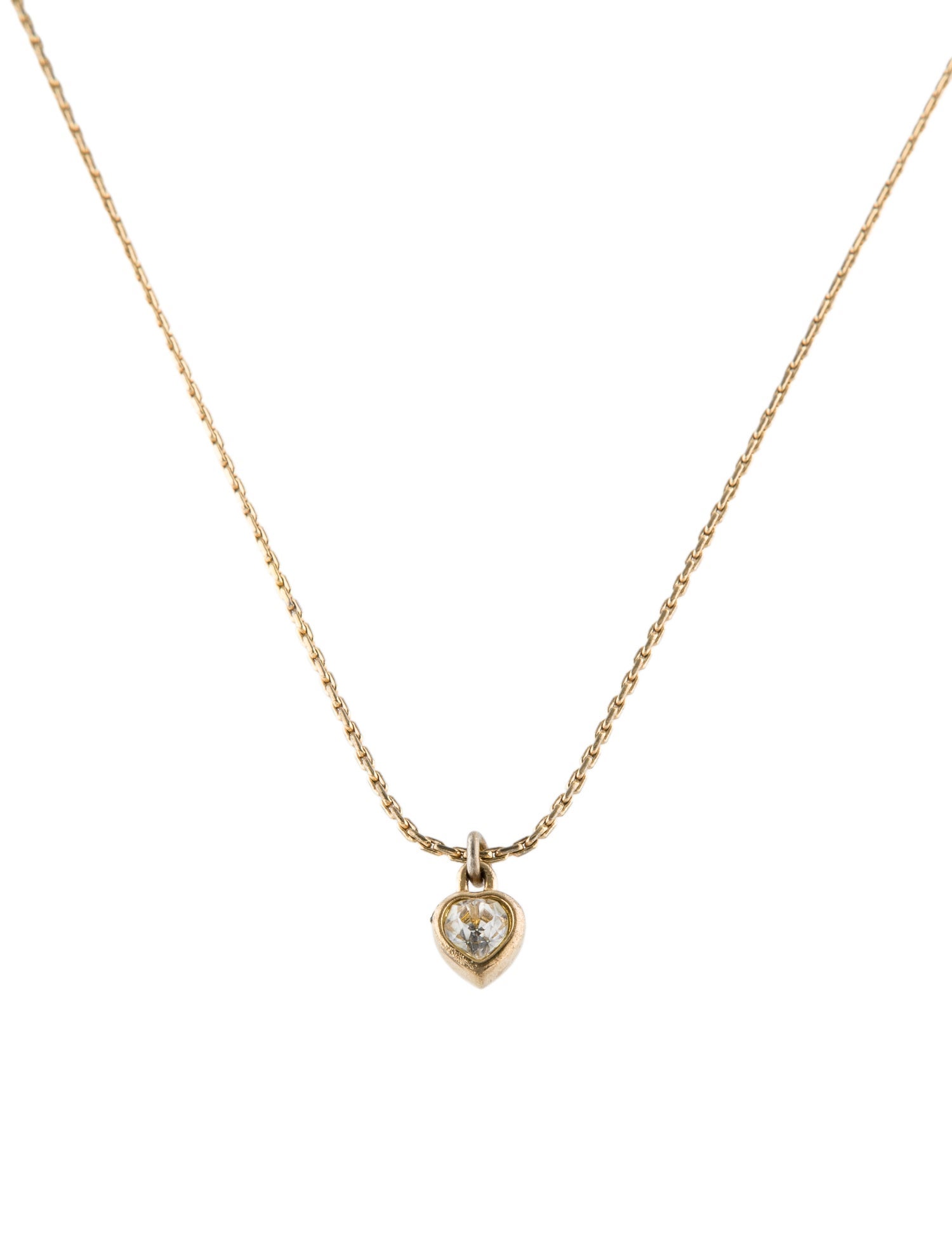 Christian Dior Vintage Crystal Heart Pendant Necklace
