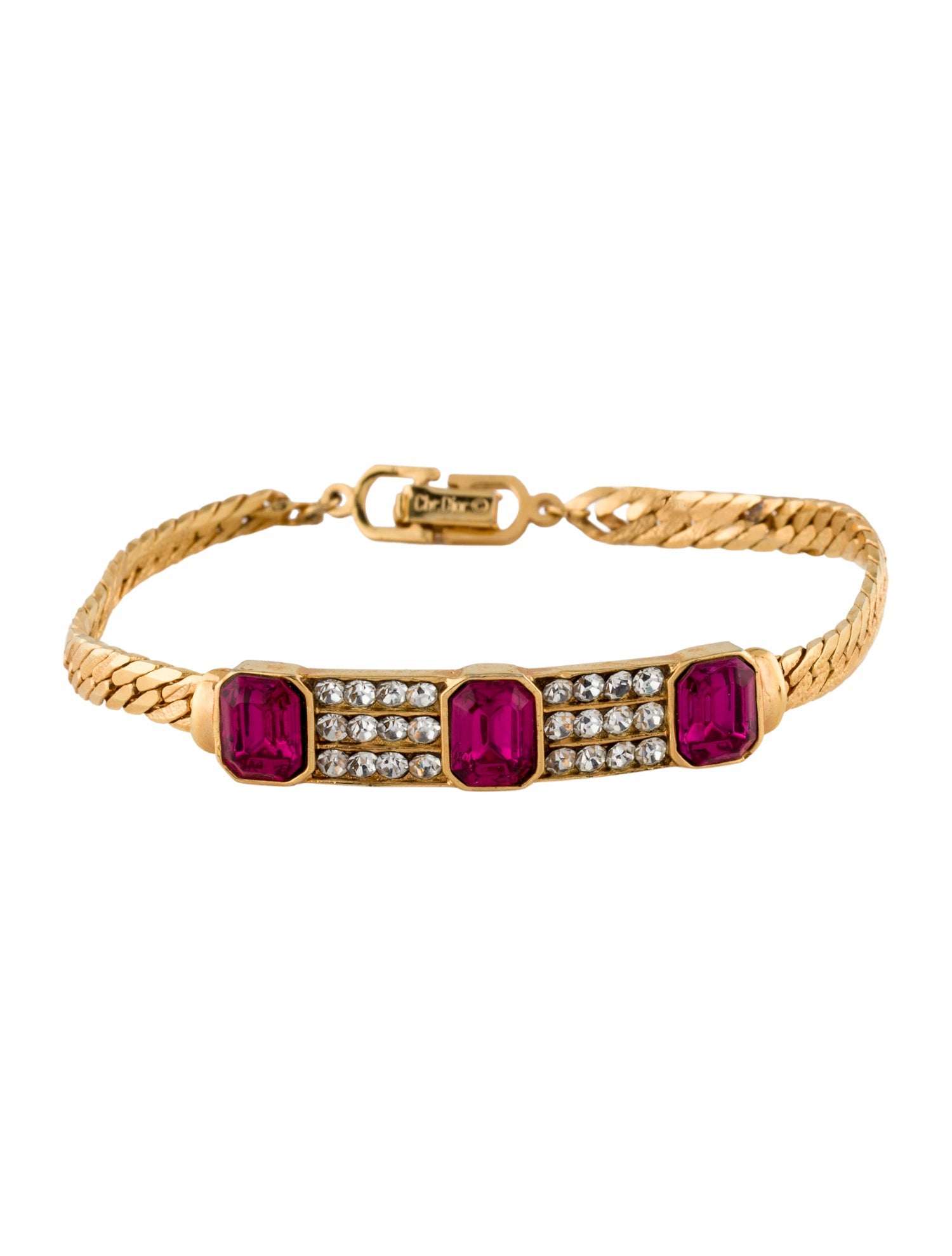 Christian Dior Vintage Crystal Link Bracelet