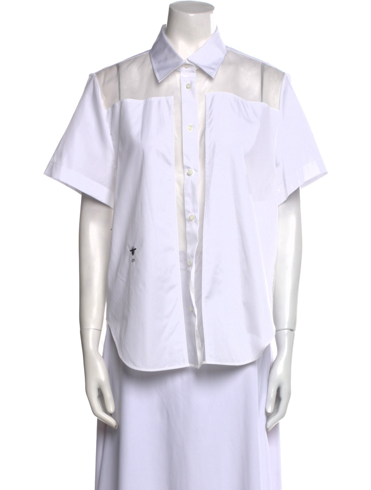 Christian Dior Silk Short Sleeve Button-Up Top