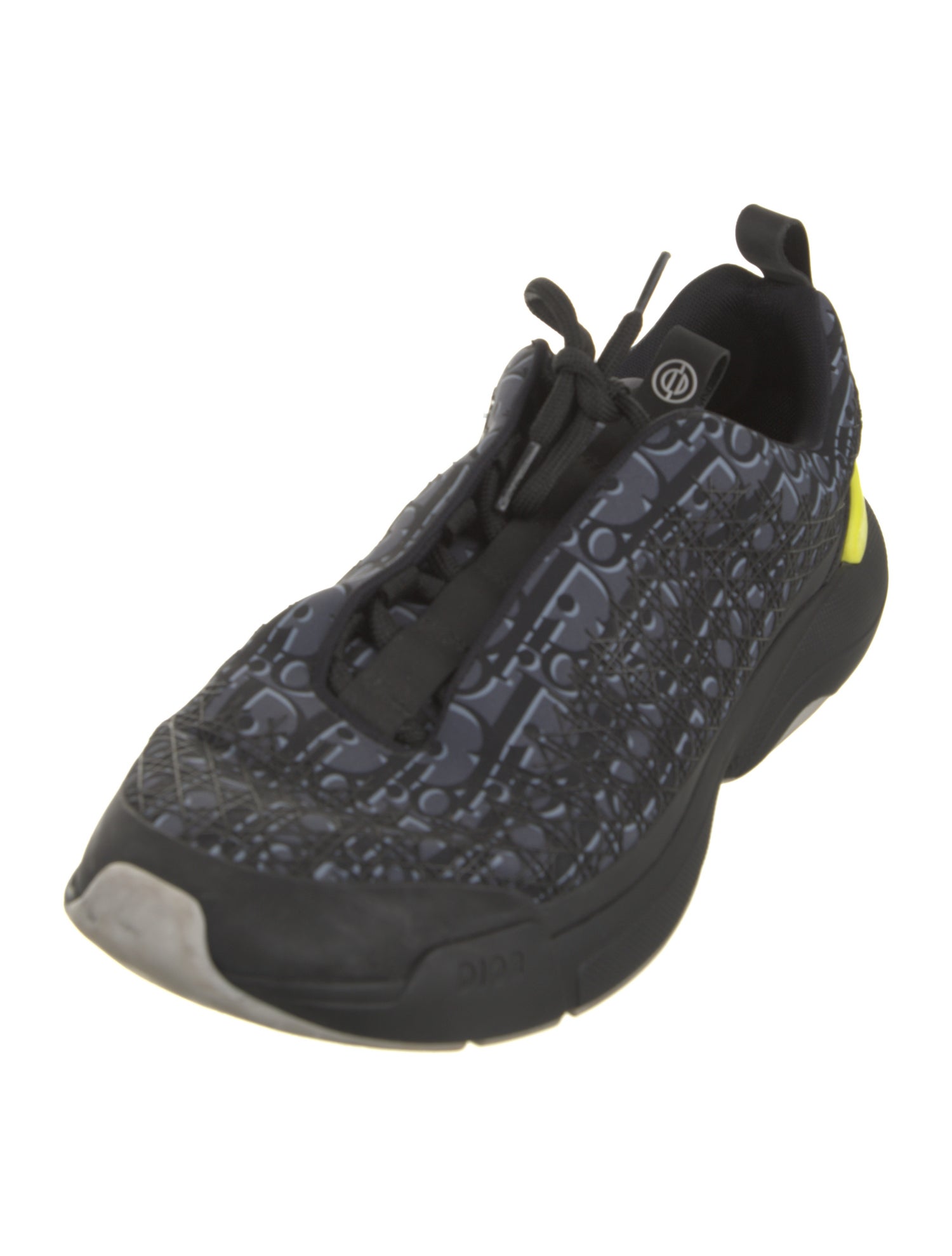 Christian Dior Oblique Jacquard Leather Trim Embellishment Sneakers