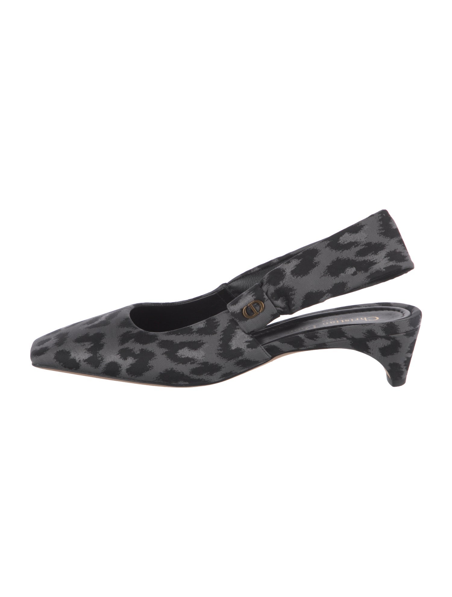 Christian Dior Animal Print Leather Trim Embellishment Slingback Pumps