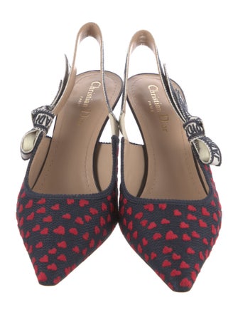 Christian Dior Canvas Printed Slingback Pumps