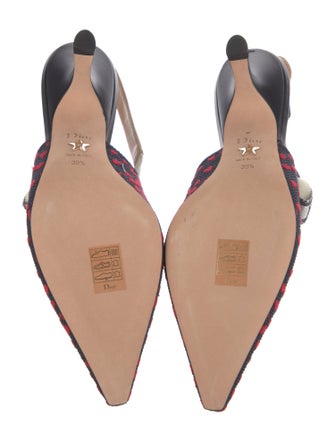 Christian Dior Canvas Printed Slingback Pumps