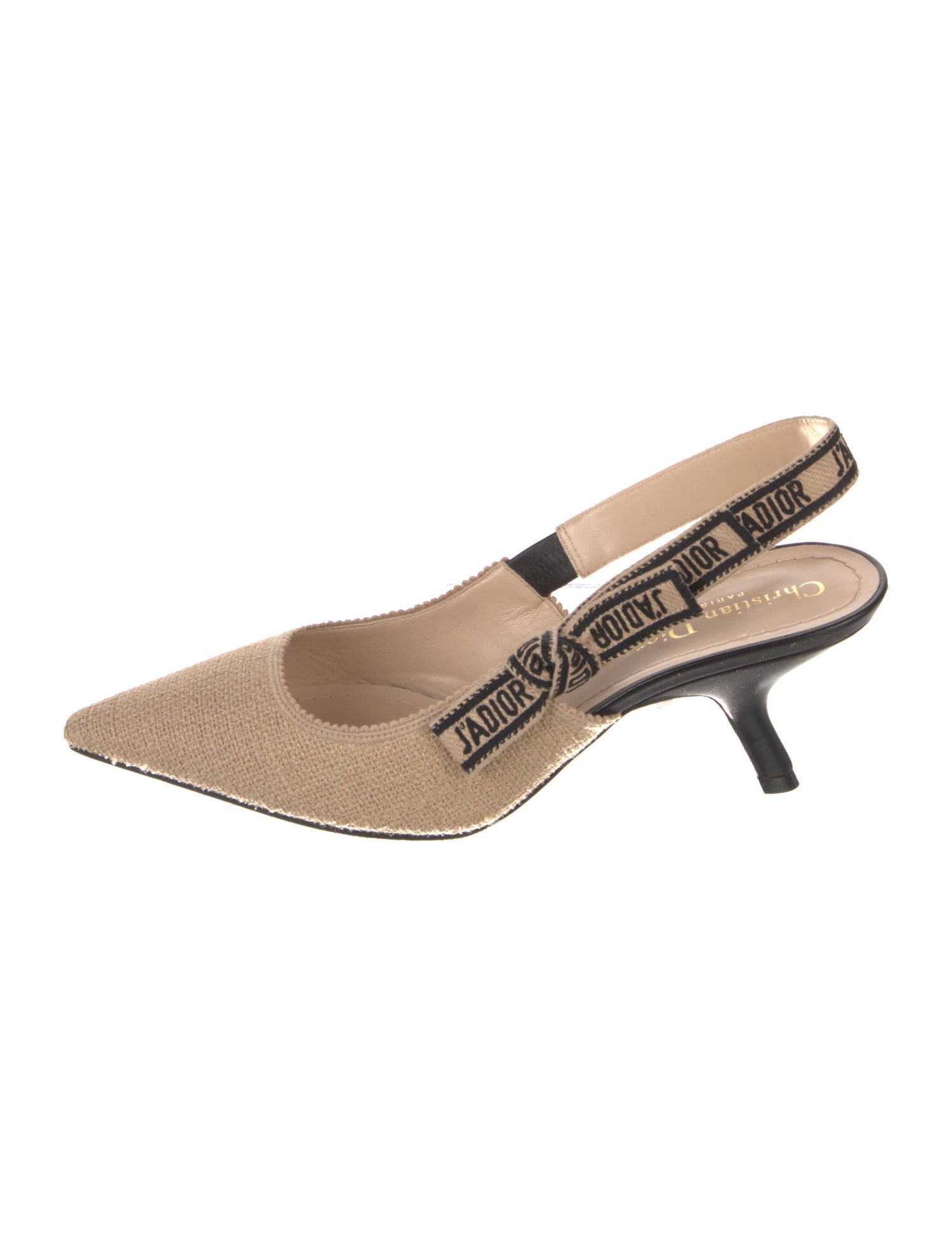 Christian Dior Canvas Bow Accents Slingback Pumps