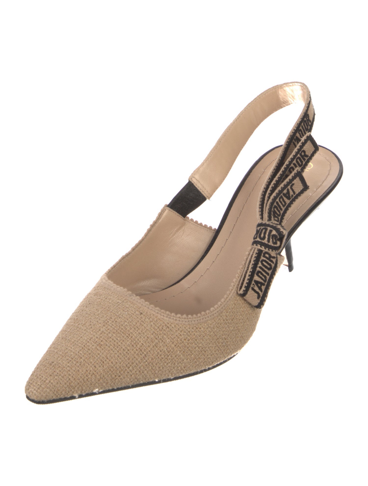 Christian Dior Canvas Bow Accents Slingback Pumps