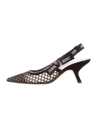 Christian Dior Mesh Graphic Print Slingback Pumps
