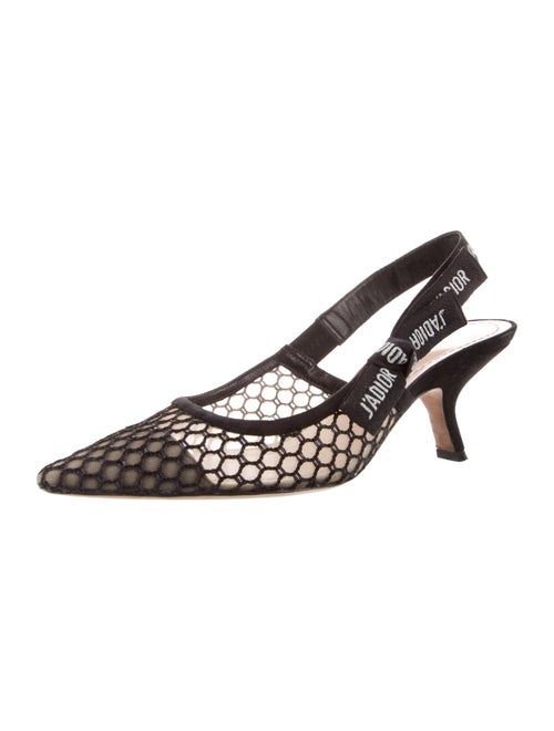 Christian Dior Mesh Graphic Print Slingback Pumps
